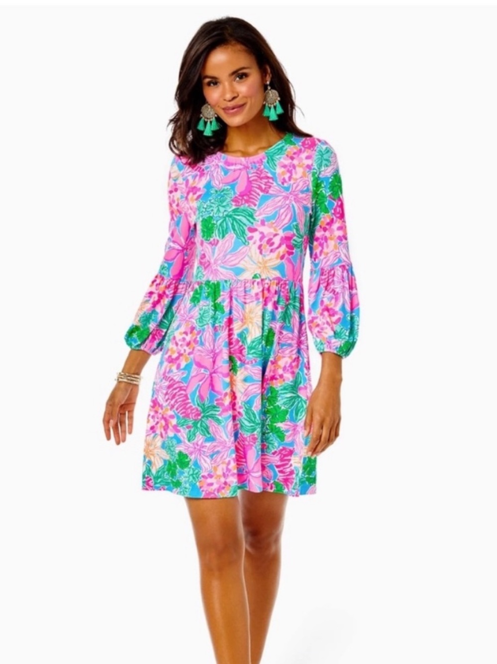 Lilly Pulitzer Auralia Pink Tropical Floral Mini Dress NWT